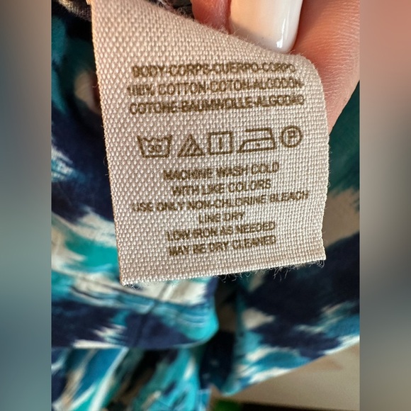 FREE PEOPLE Sz 8 Blue Teal White Splatter Ikat Brushstroke Watercolor Mini Dress - Picture 10 of 10